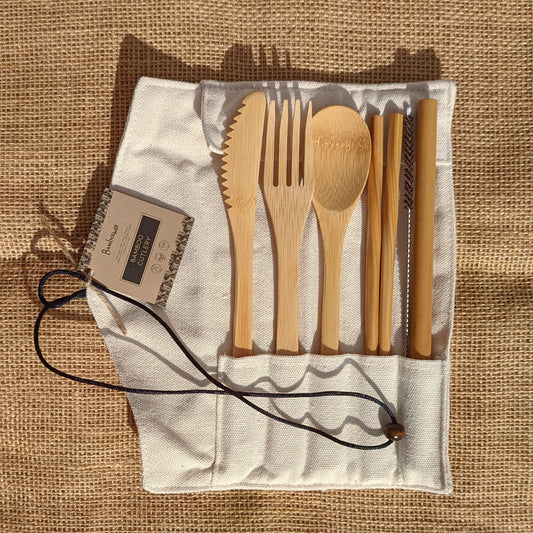 Bamboo Travel Cutlery - Beige