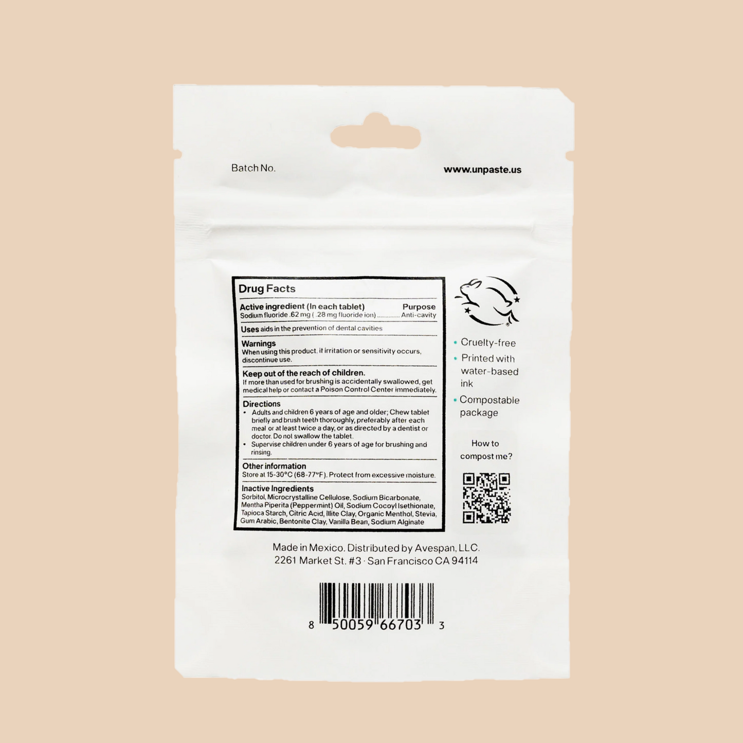 Mint Toothpaste Tablets (With Fluoride) - 125 Tablets