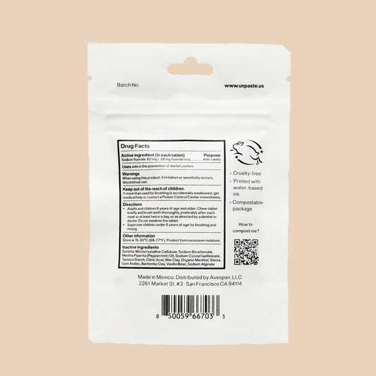 Unpaste Tooth Tablets (With Fluoride) - 125 Tablets