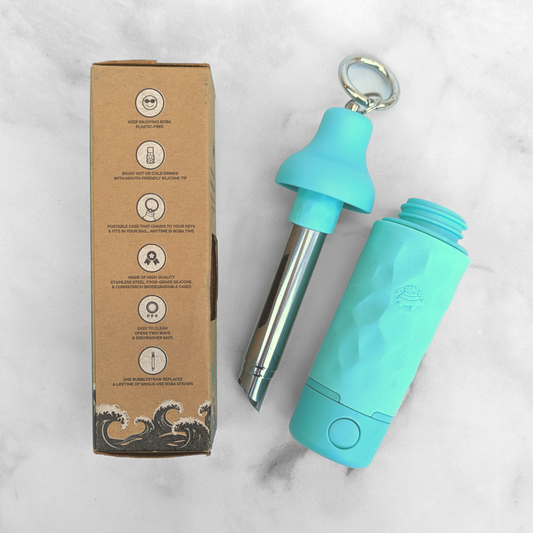 [RETIRED] BubblyStraw - Reusable Boba Straw with Case and Cleaner (Turquoise Turtle)