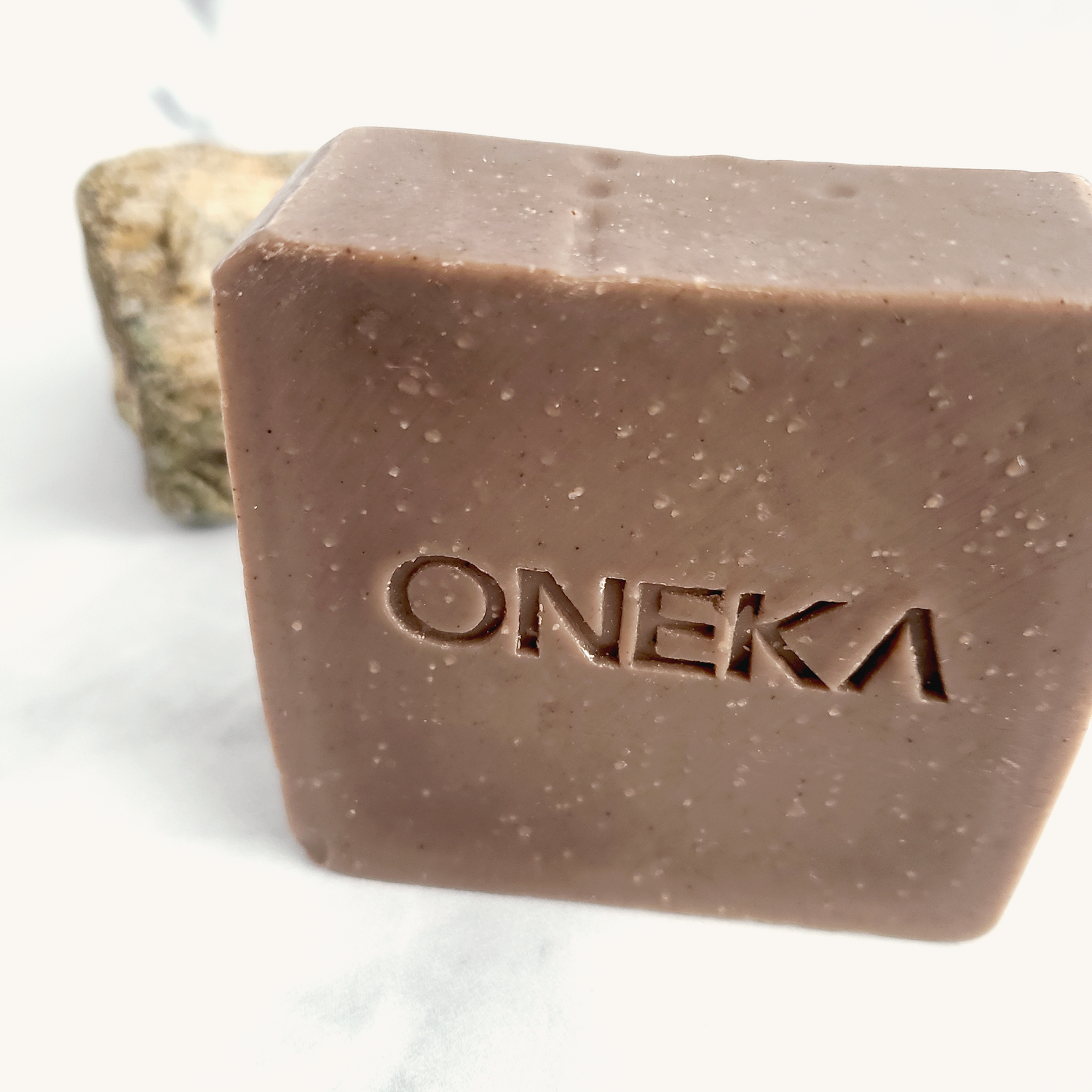 Oneka Peppermint & Grey Clay (Sea Mud) Soap Bar Close Up