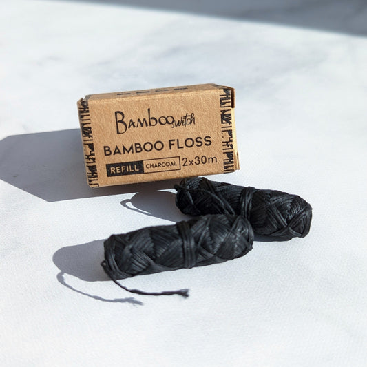 Organic & Vegan Bamboo Floss Refill - Charcoal (Set of 2)