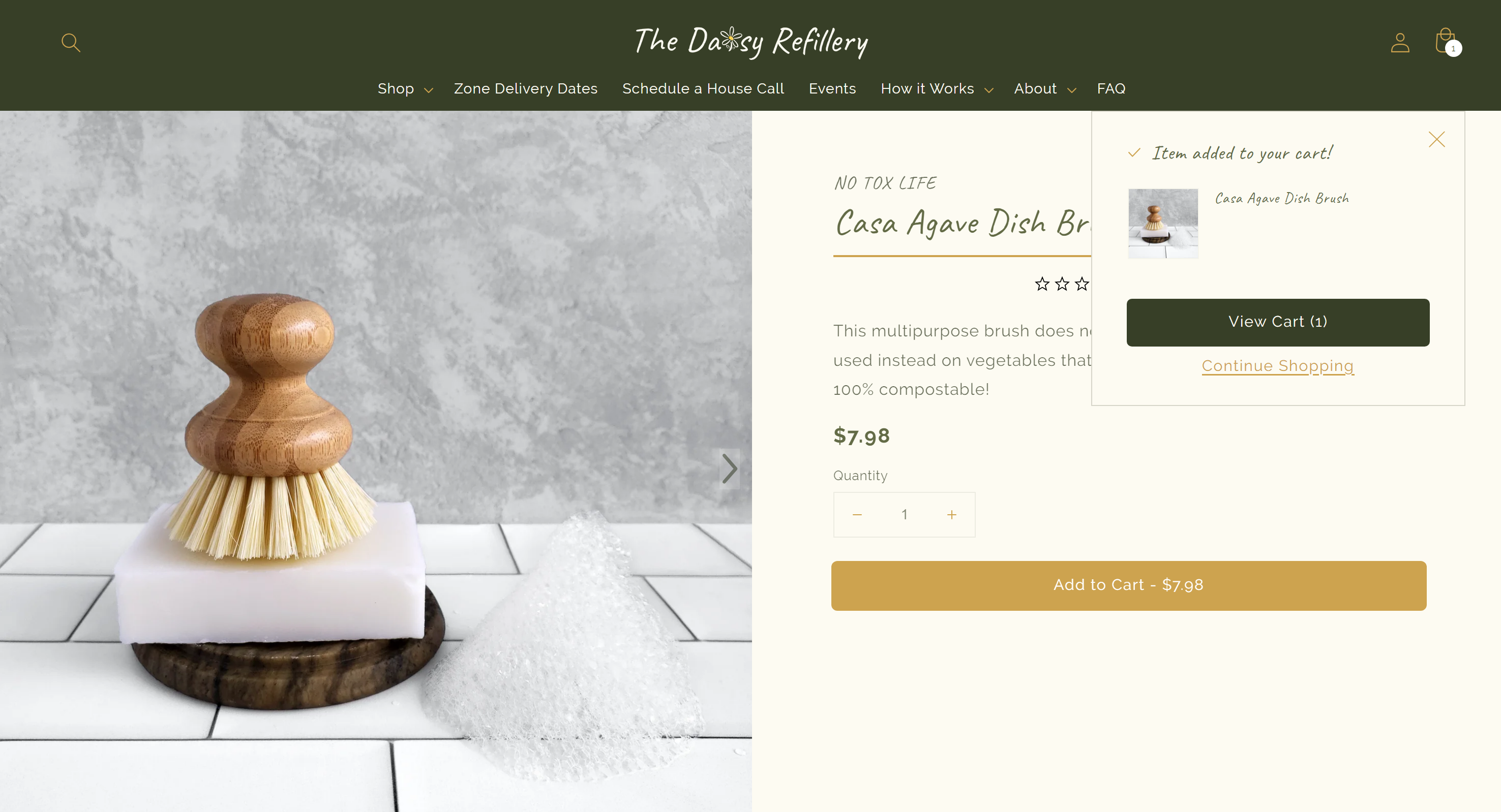 The Daisy Refillery Dish Brush Product Page