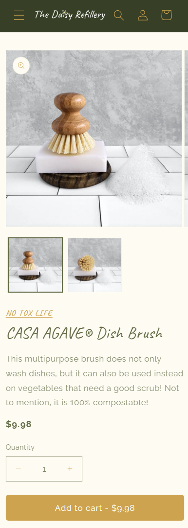 The Daisy Refillery Dish Brush Product Page